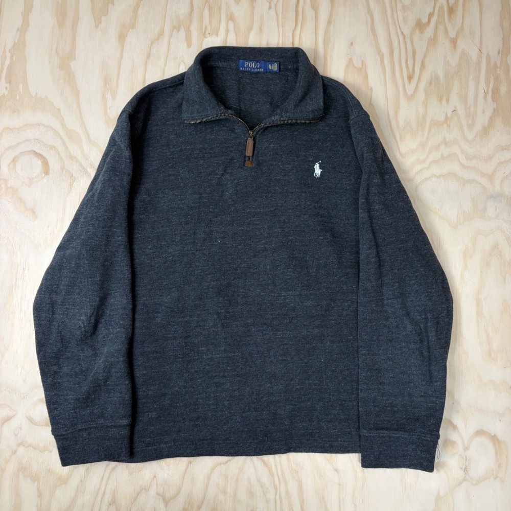 Polo Ralph Lauren Mens XL Quarter Zip Pullover Sweater Charcoal Gray